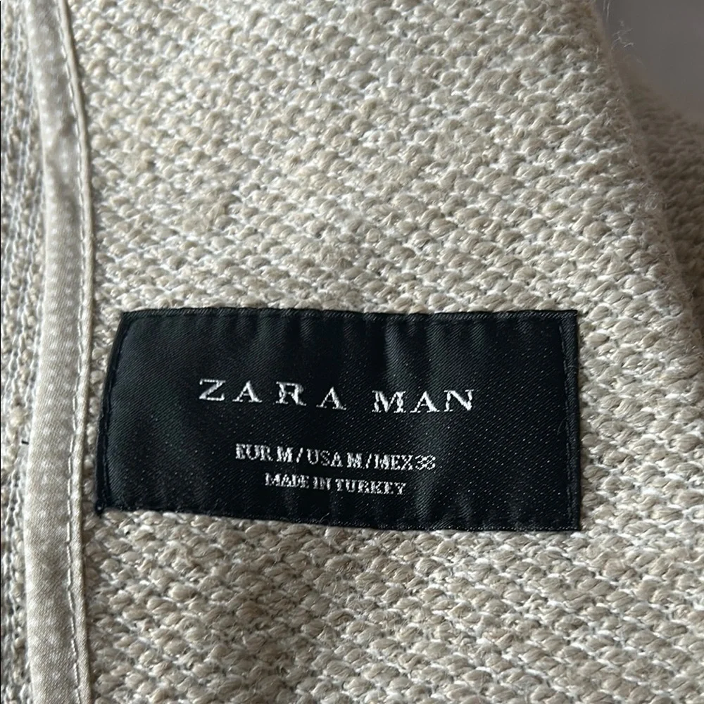 ZARA Man Beige Knit Blazer Jacket – Size M – Soft Textured Casual Coat